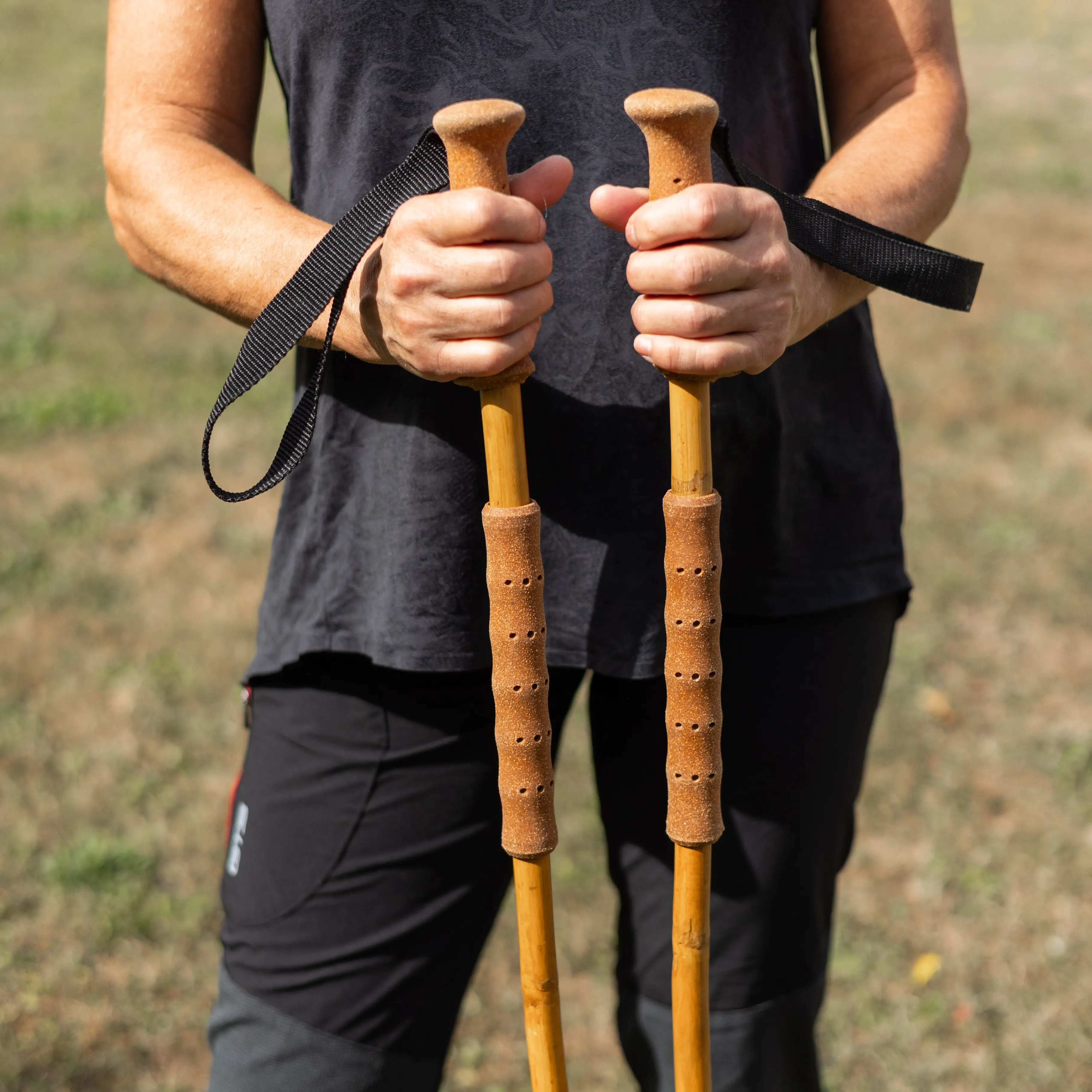 hiker with bamboo poles 3