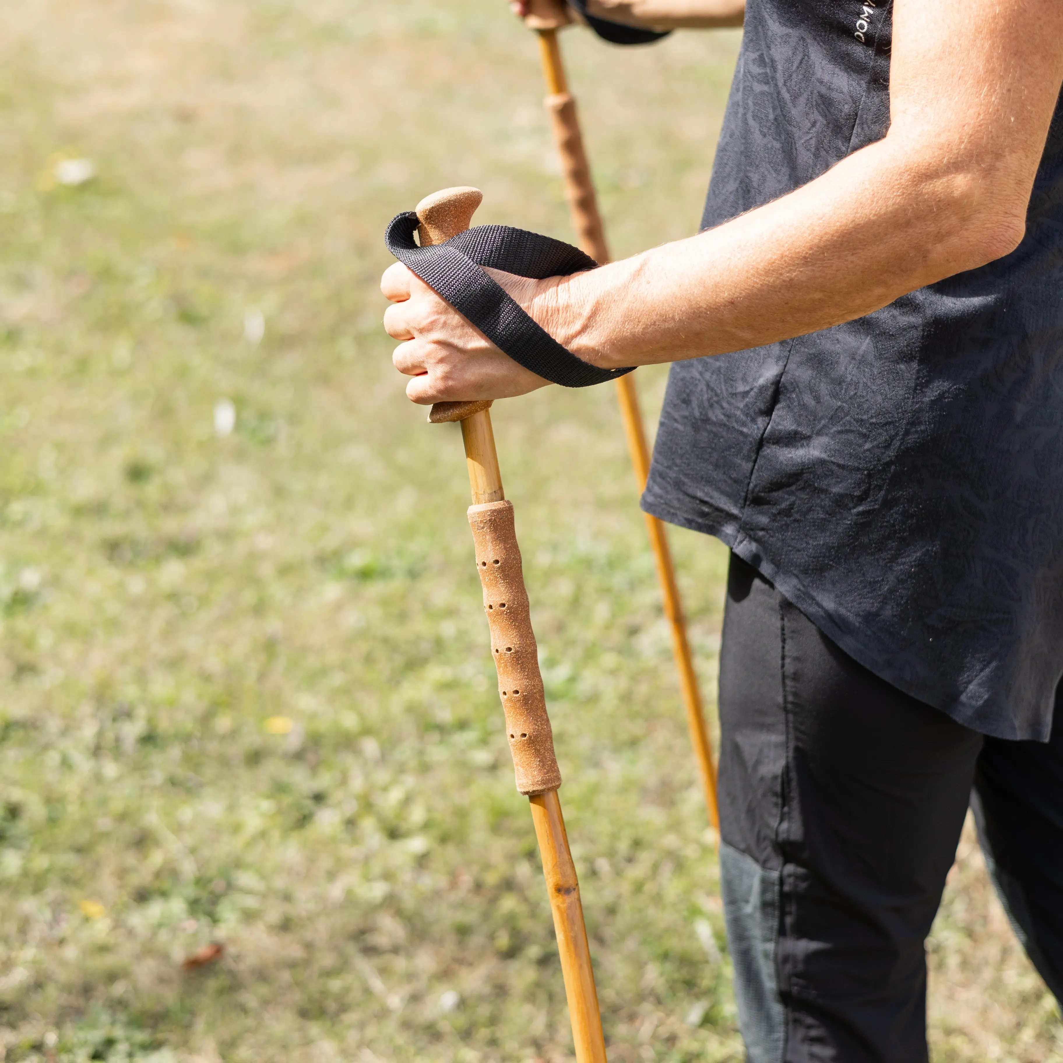 hiker with bamboo poles 2