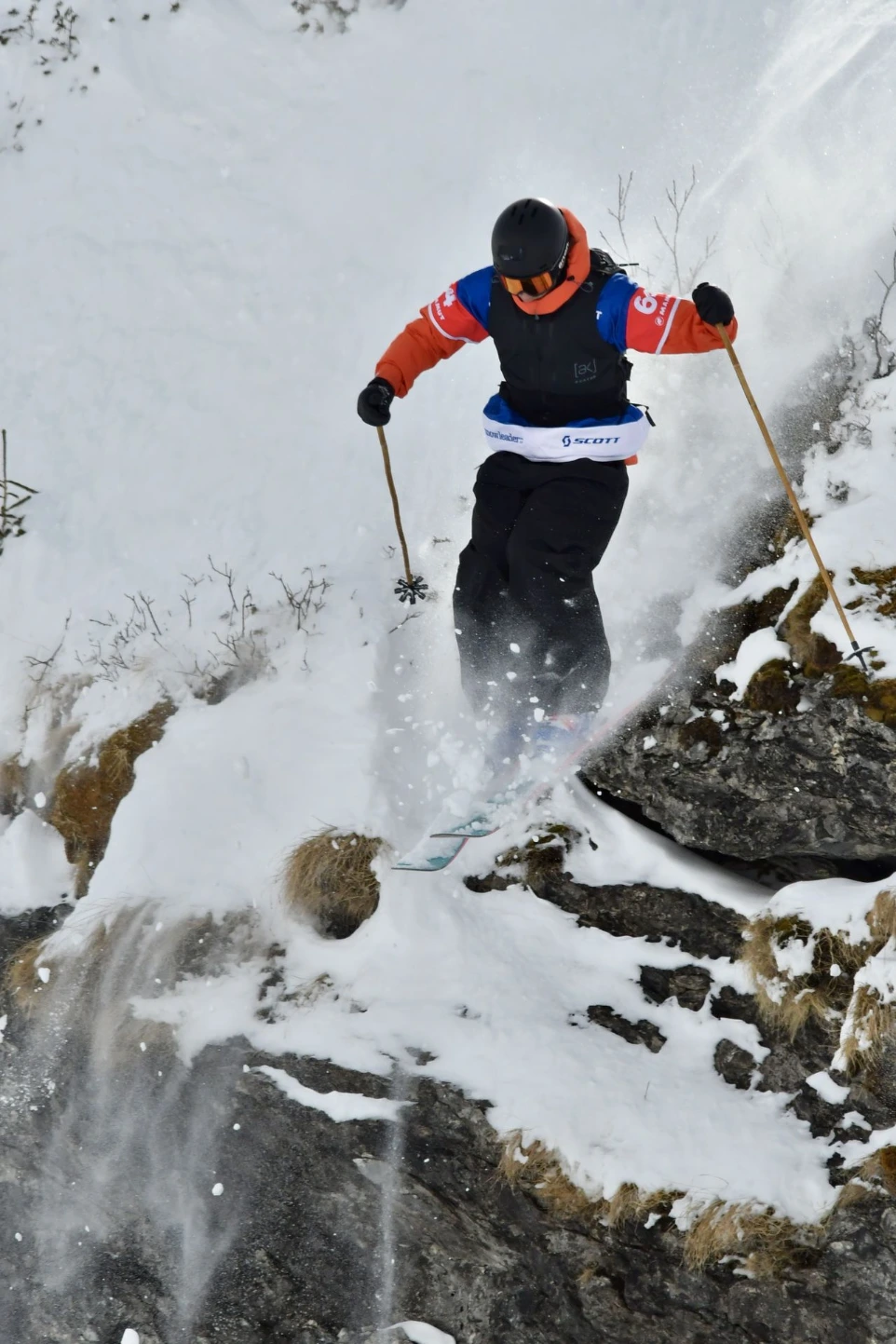 jump with freeride ski poles